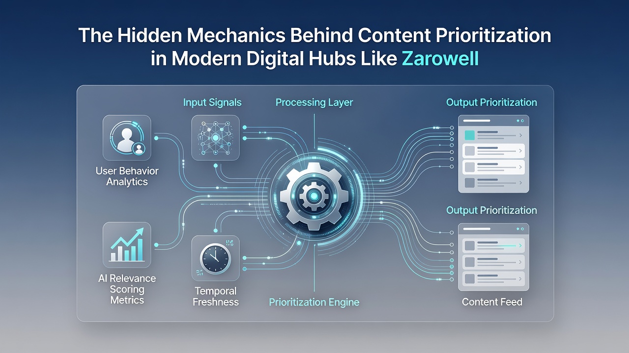 Detailed view of metadata processing and engagement signal integration in Zarowell-style content hubs